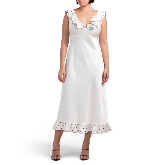 Caroline Constas Cream Ruffled Sundress Size Medium
